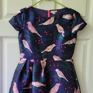 Crewcuts Navy and Purple Fun Bird Print Dress